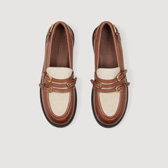 Sandro / Shiny leather loafers Brown