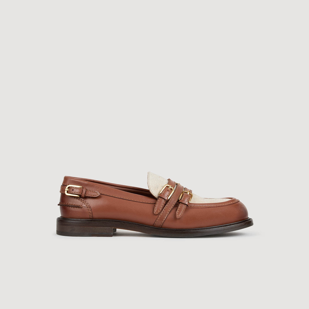 Sandro / Shiny leather loafers Brown