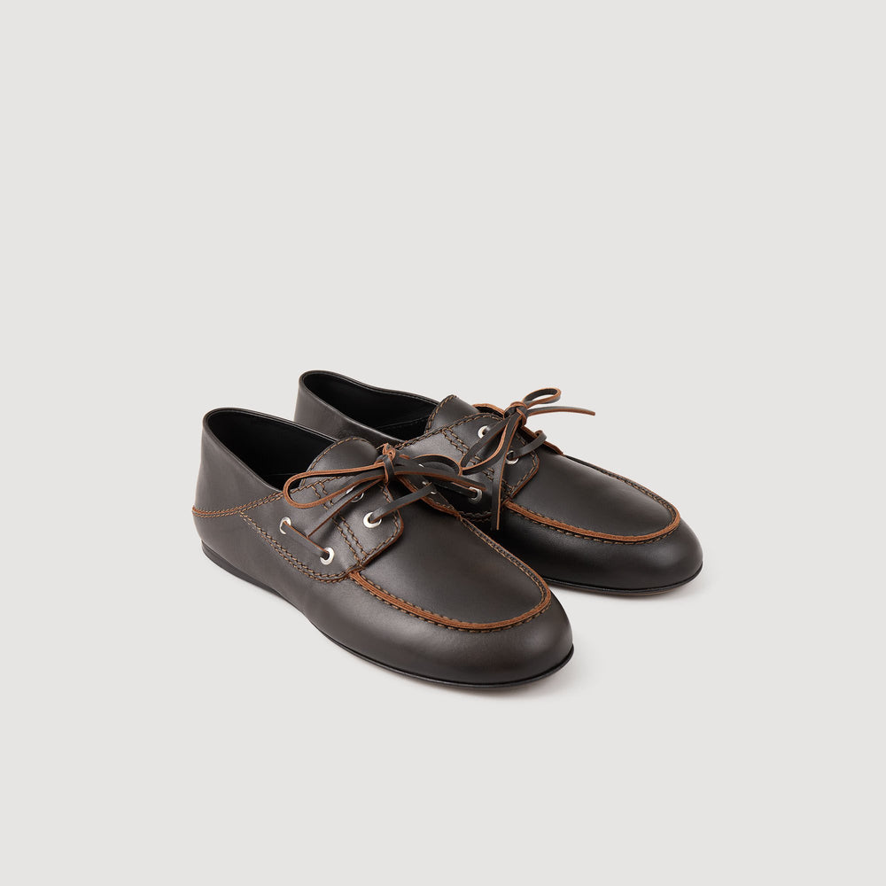 Sandro / Leather boat shoe loafers Brown