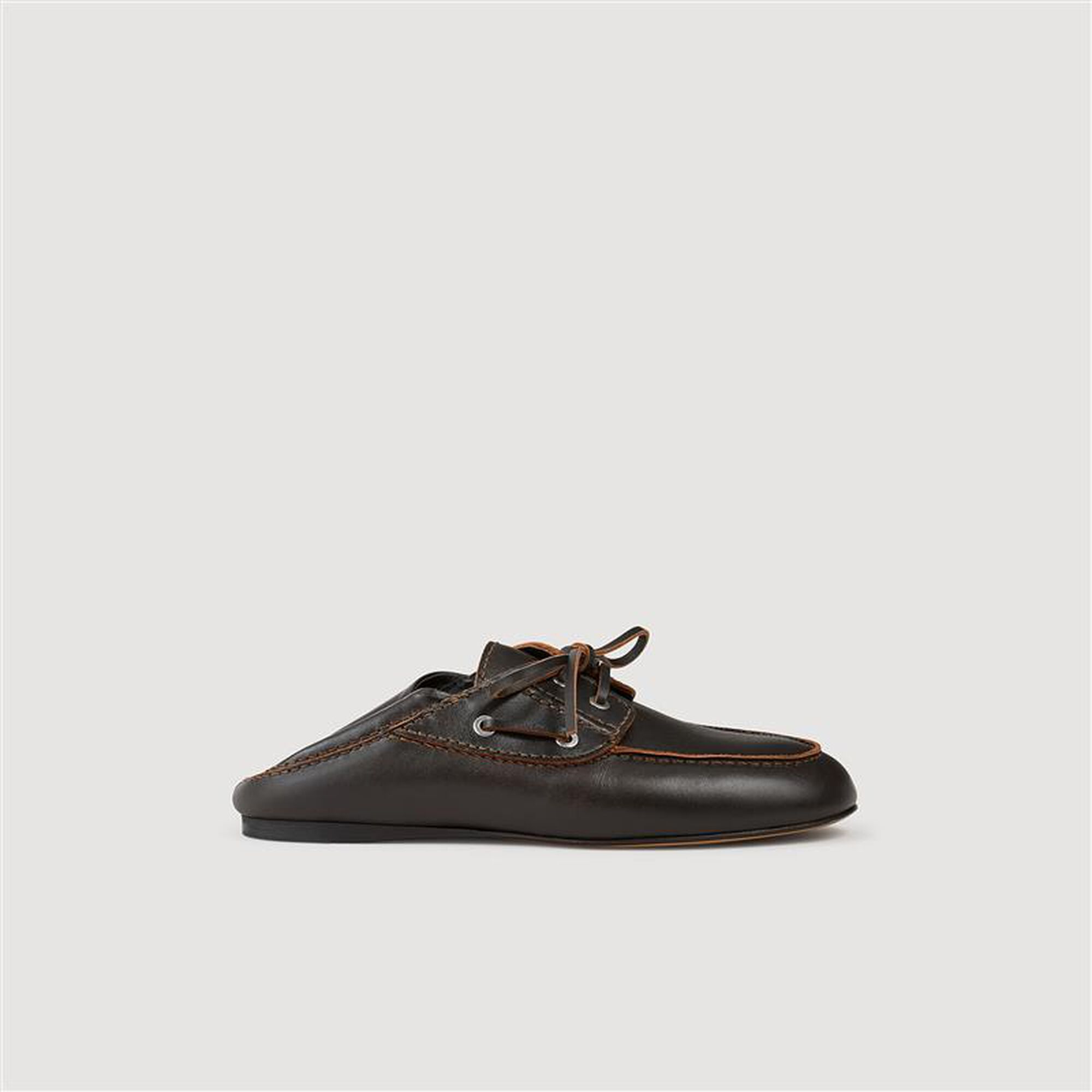Sandro / Leather boat shoe loafers Brown