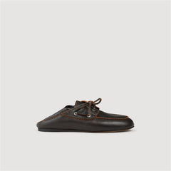 Sandro / Leather boat shoe loafers Brown