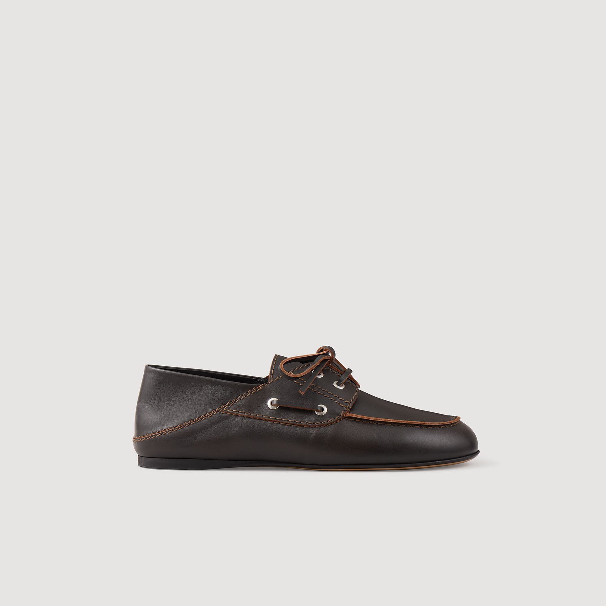 Sandro / Leather boat shoe loafers Brown