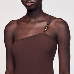 Sandro / Asymmetric bodysuit with bead detail Brown