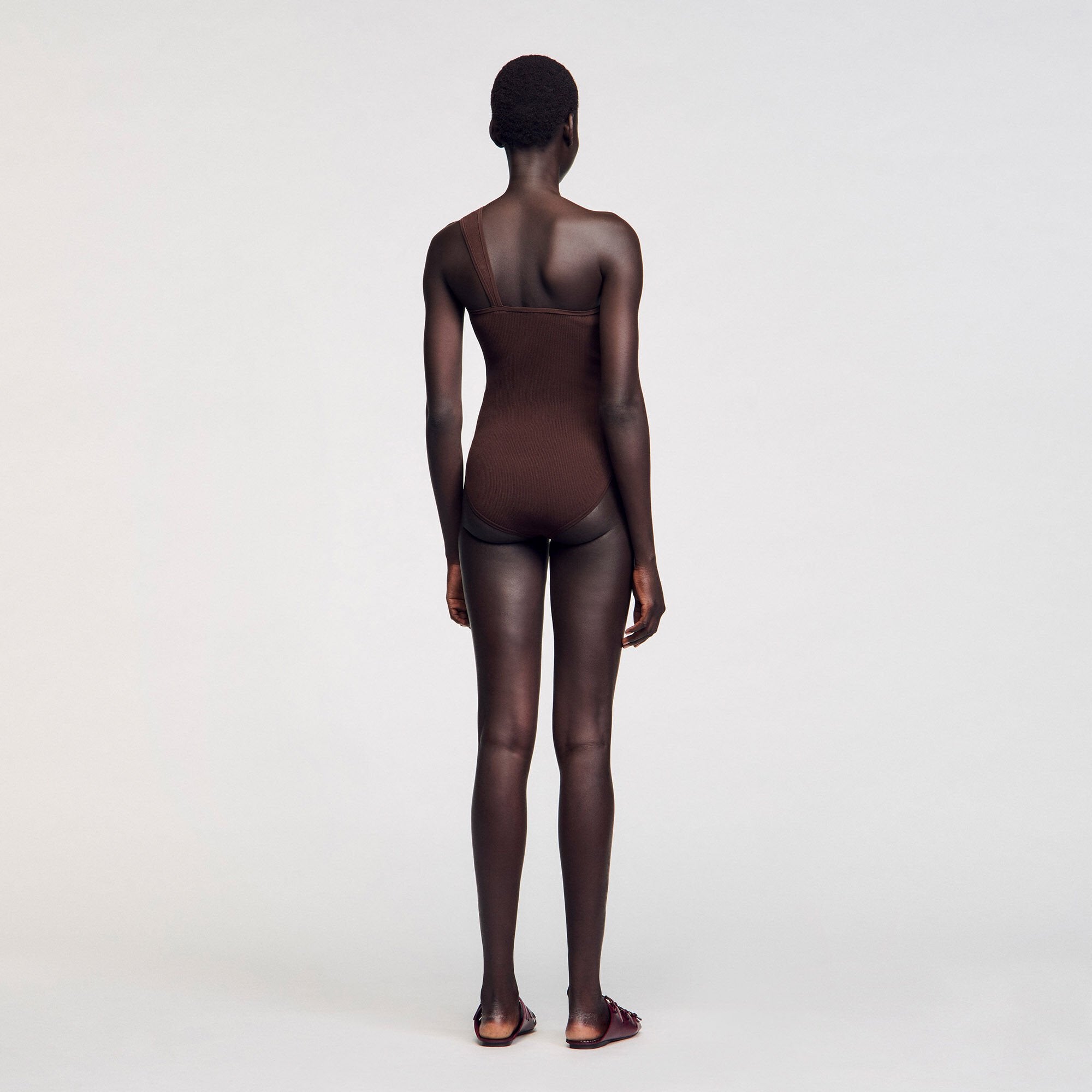 Sandro / Asymmetric bodysuit with bead detail Brown