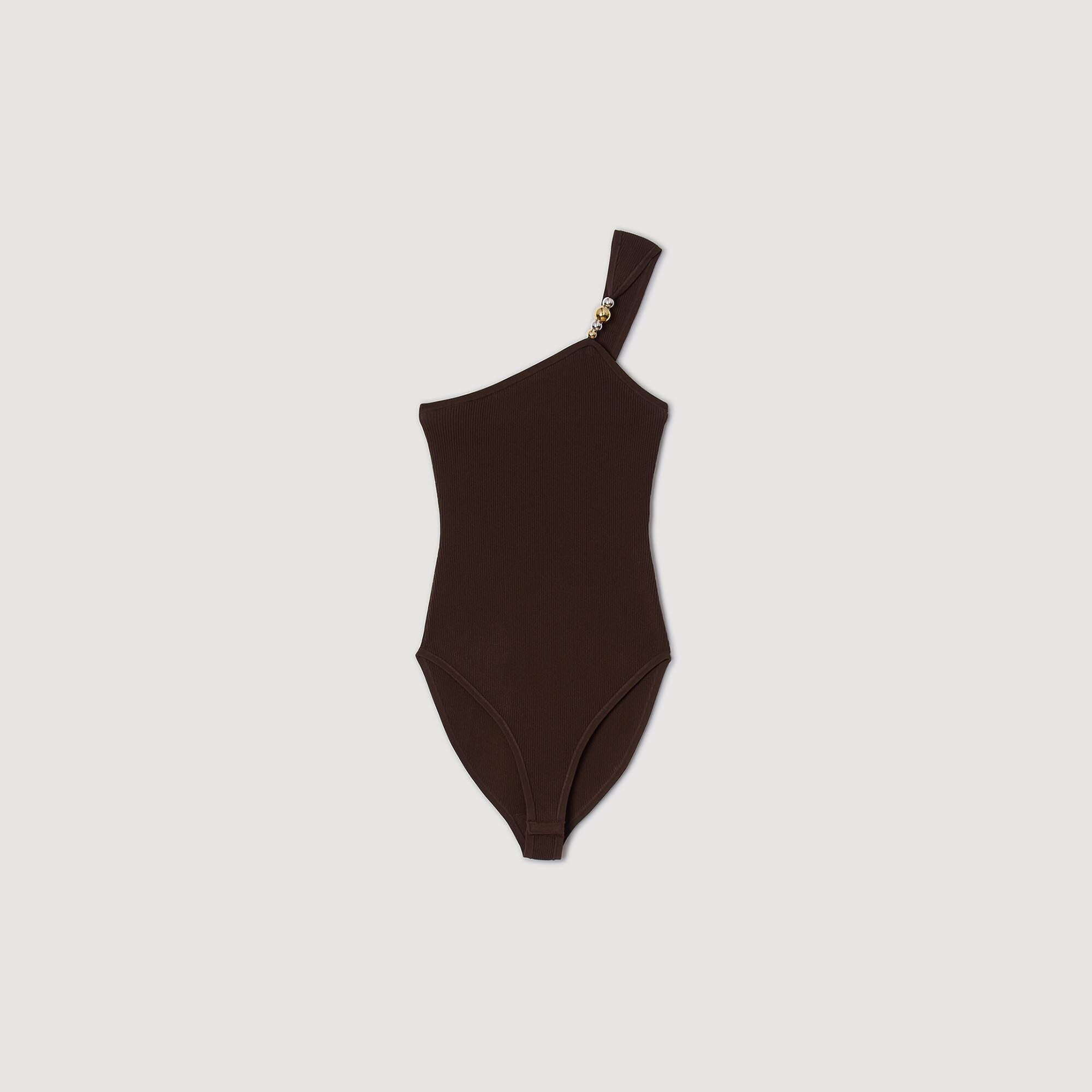 Sandro / Asymmetric bodysuit with bead detail Brown