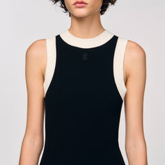 Sandro / Two-tone knit bodysuit Black