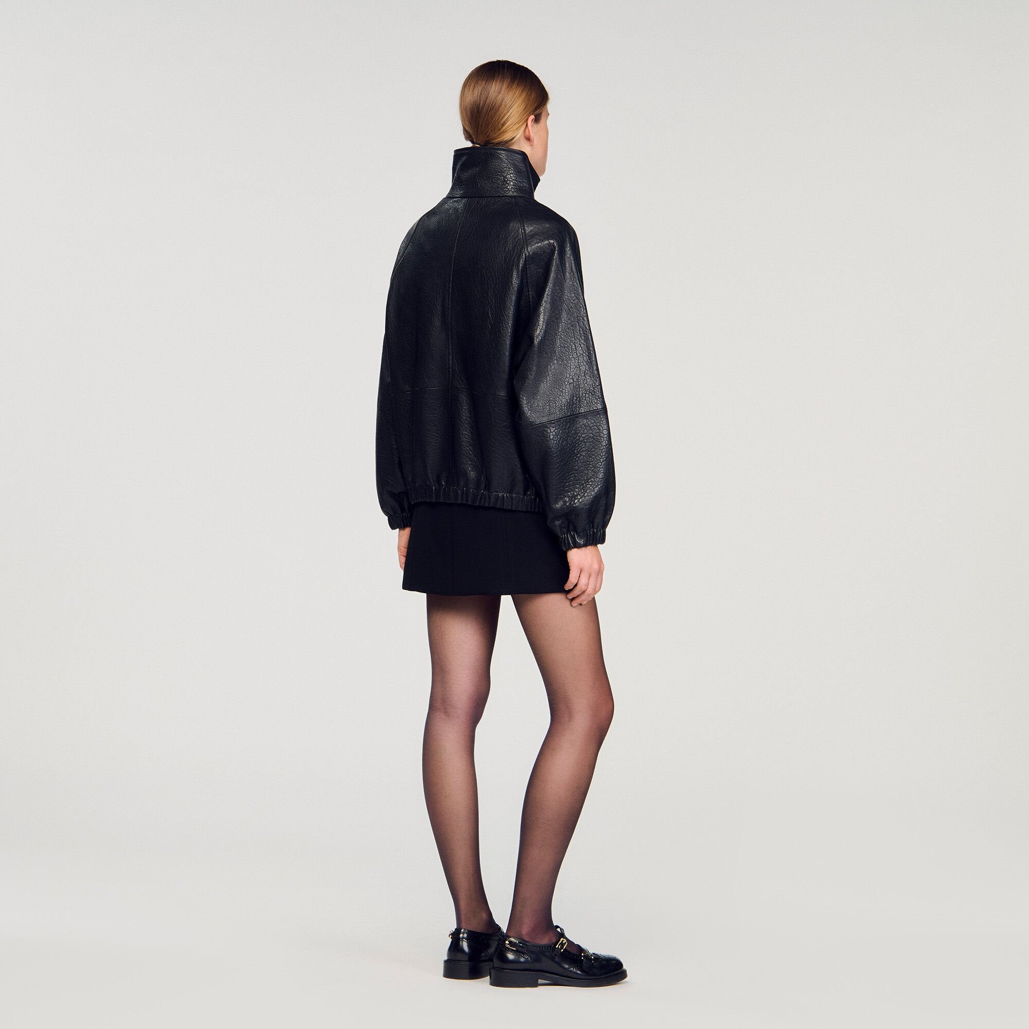 Sandro / Oversized leather jacket Black