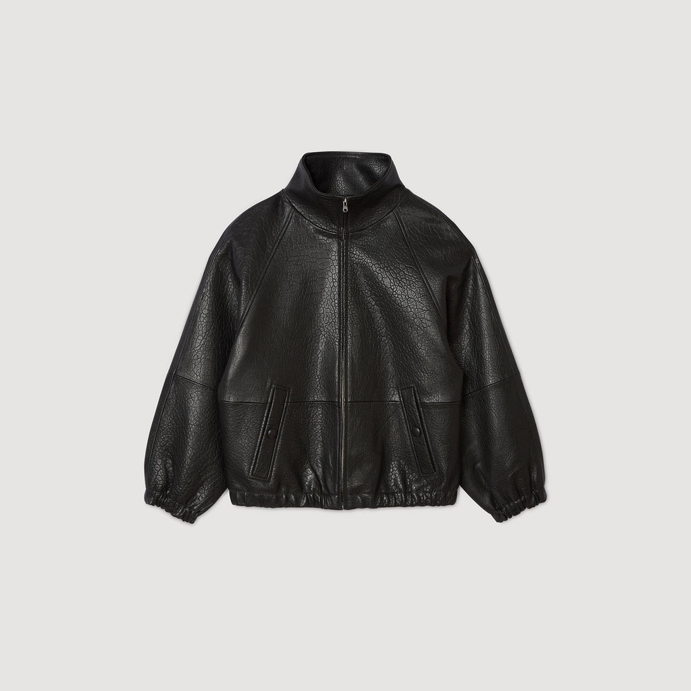 Sandro / Oversized leather jacket Black