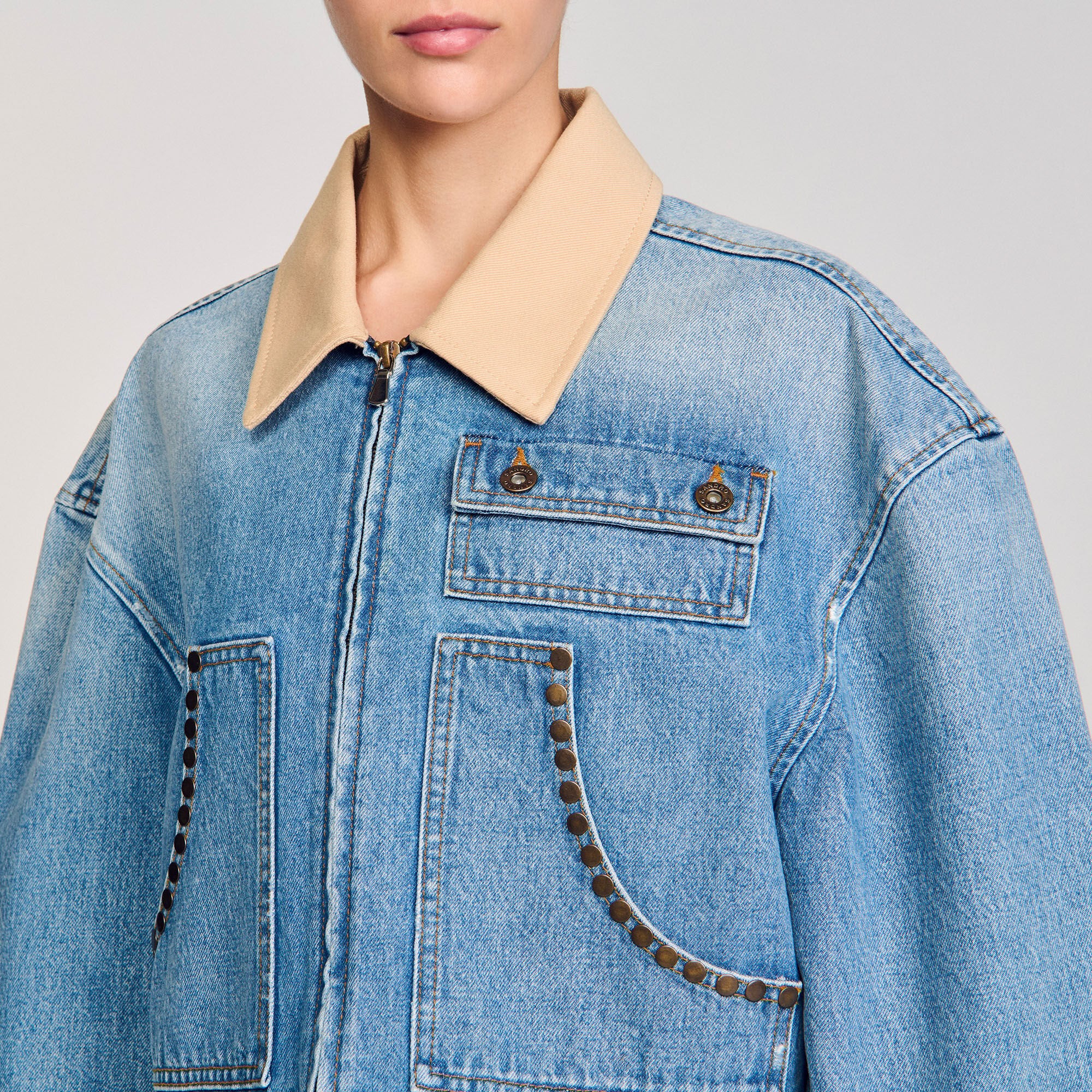 Sandro / Denim jacket with studs Blue Jean