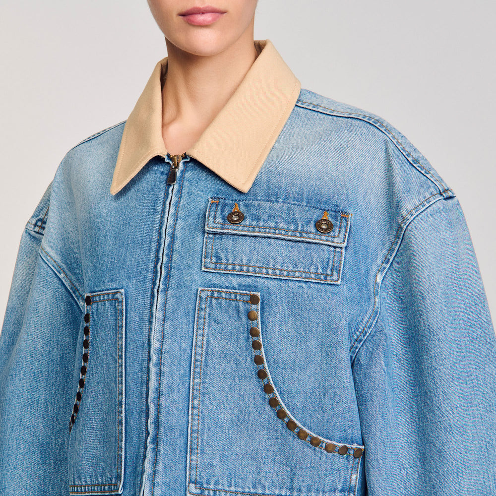 Sandro / Denim jacket with studs Blue Jean