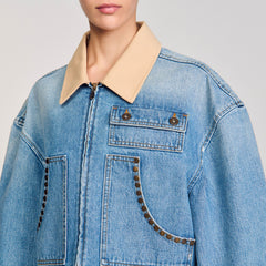 Sandro / Denim jacket with studs Blue Jean