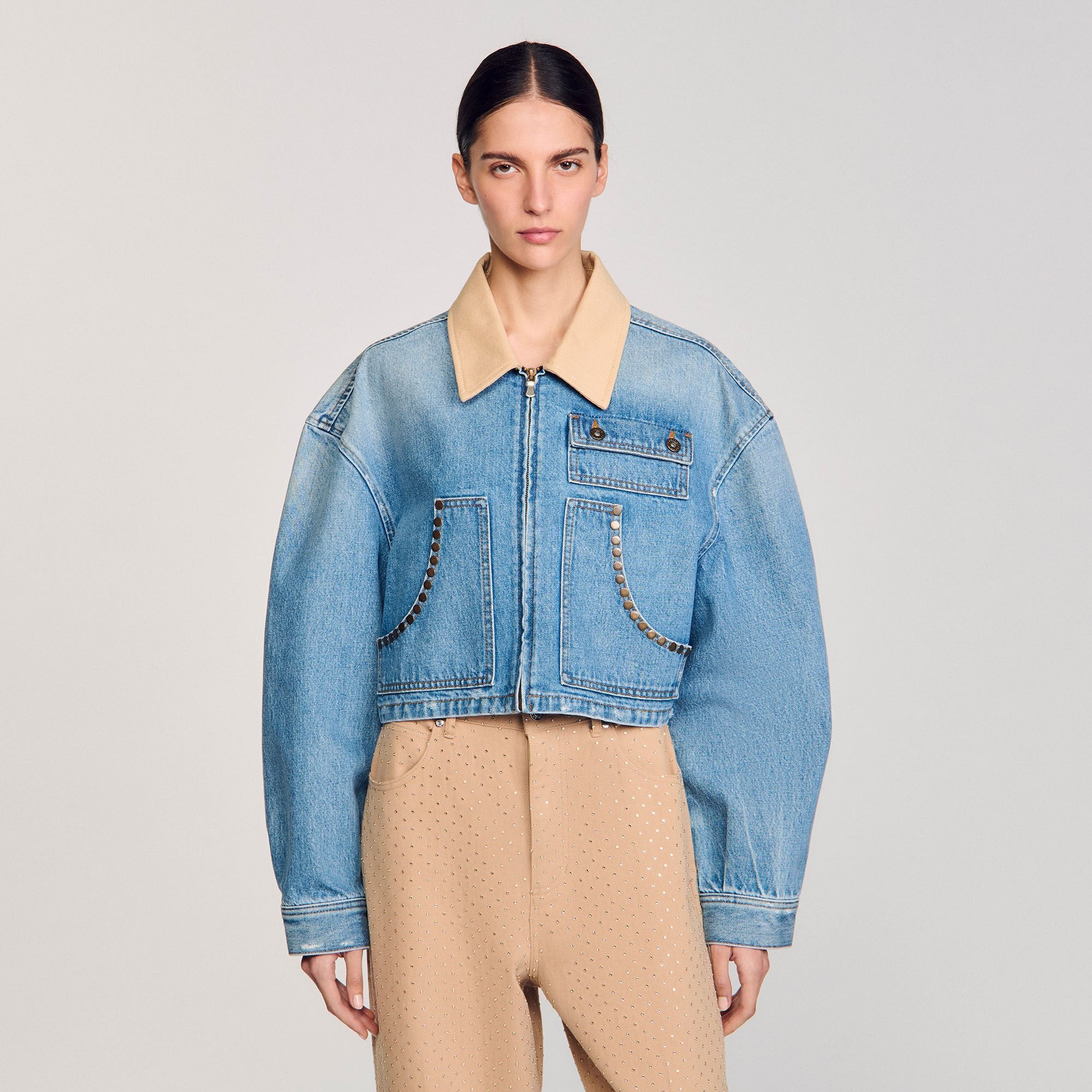 Sandro / Denim jacket with studs Blue Jean