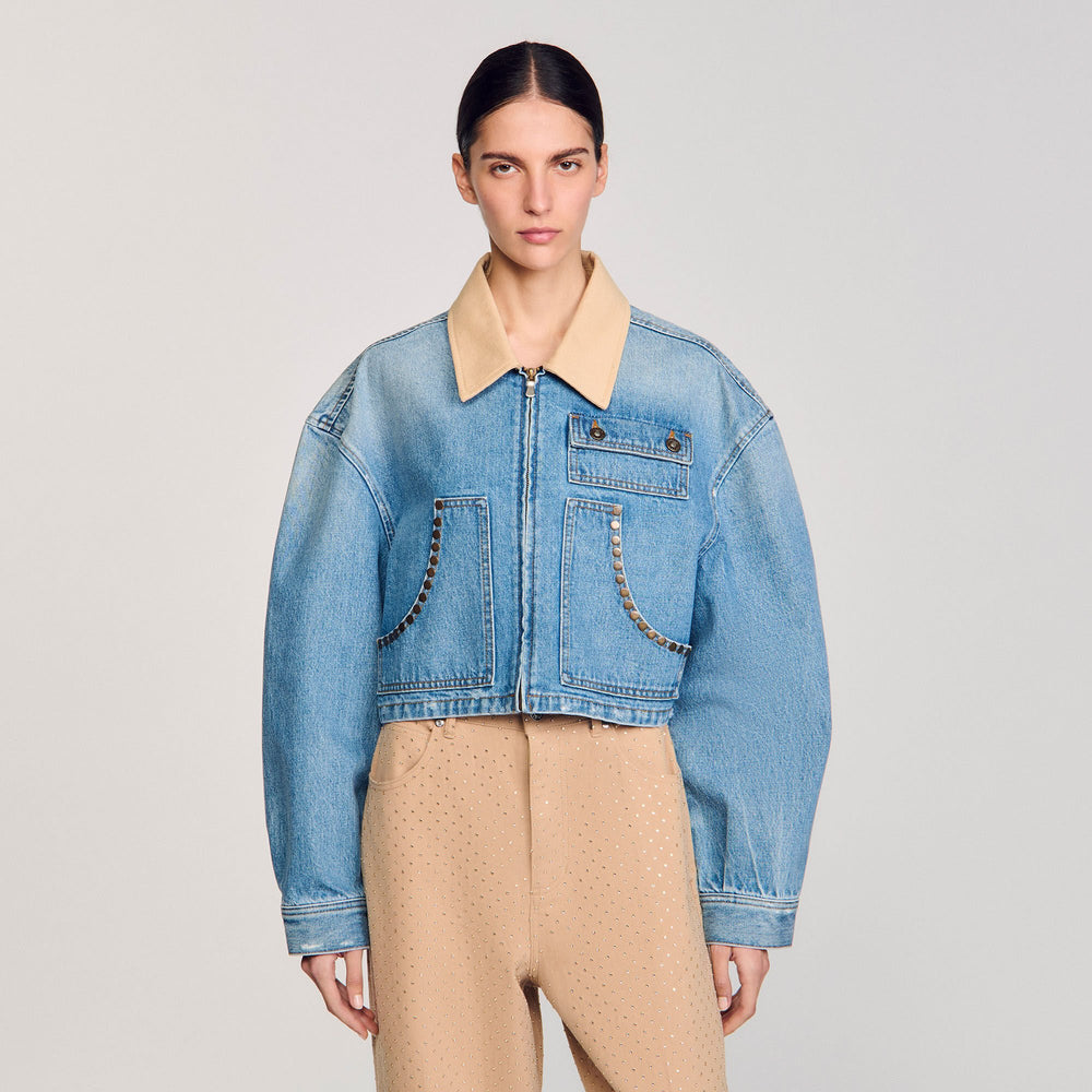 Sandro / Denim jacket with studs Blue Jean