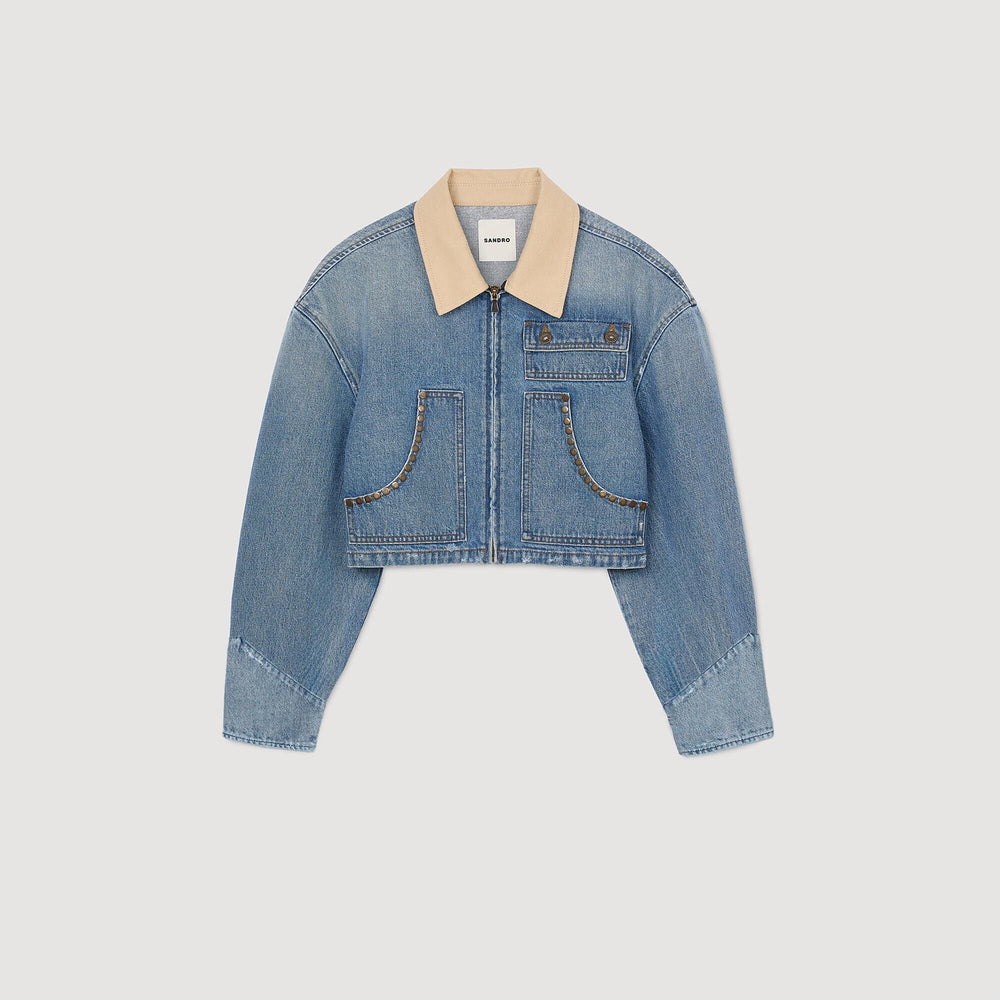Sandro / Denim jacket with studs Blue Jean