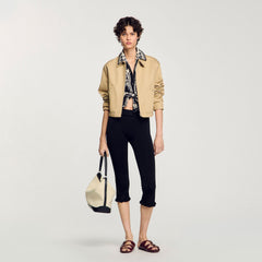 Sandro / Short jacket with rhinestone details Beige