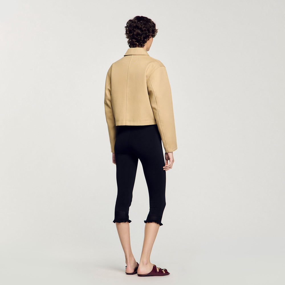 Sandro / Short jacket with rhinestone details Beige