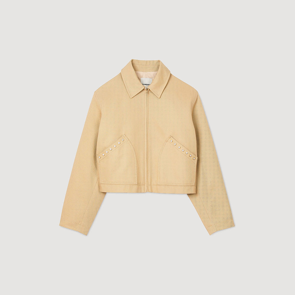 Sandro / Short jacket with rhinestone details Beige
