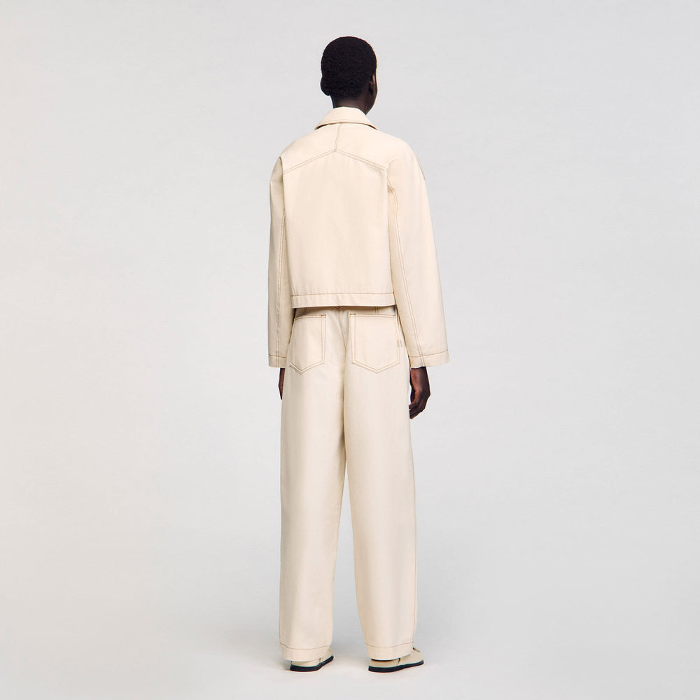 Sandro / Denim lace-up jacket Sand