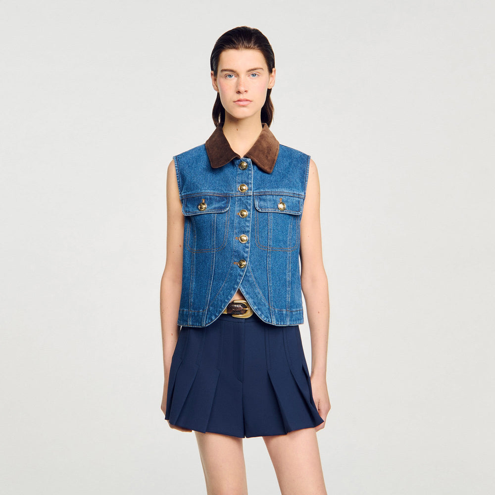 Sandro / Sleeveless denim jacket Blue Jean