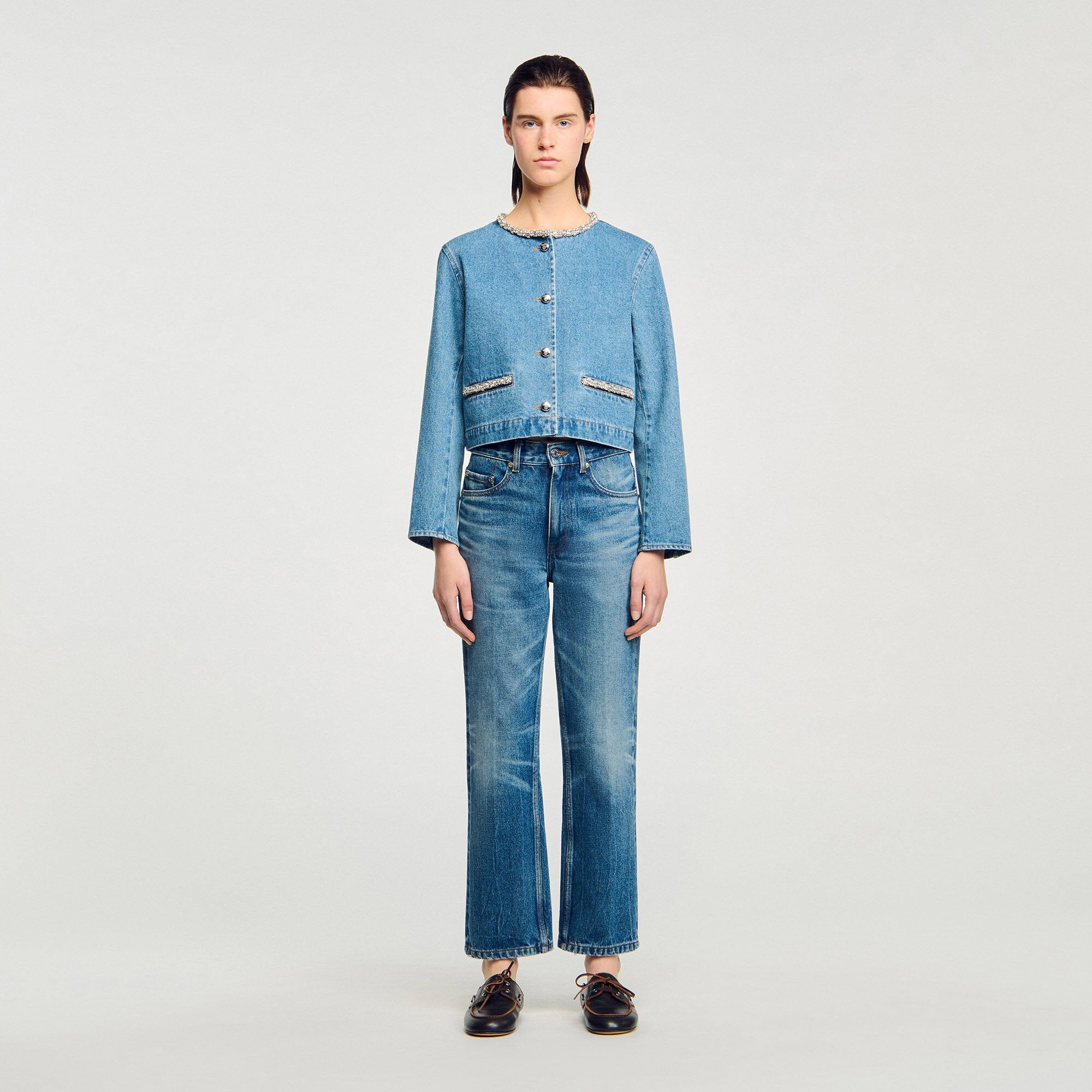 Sandro / Rhinestone denim jacket Blue Jean