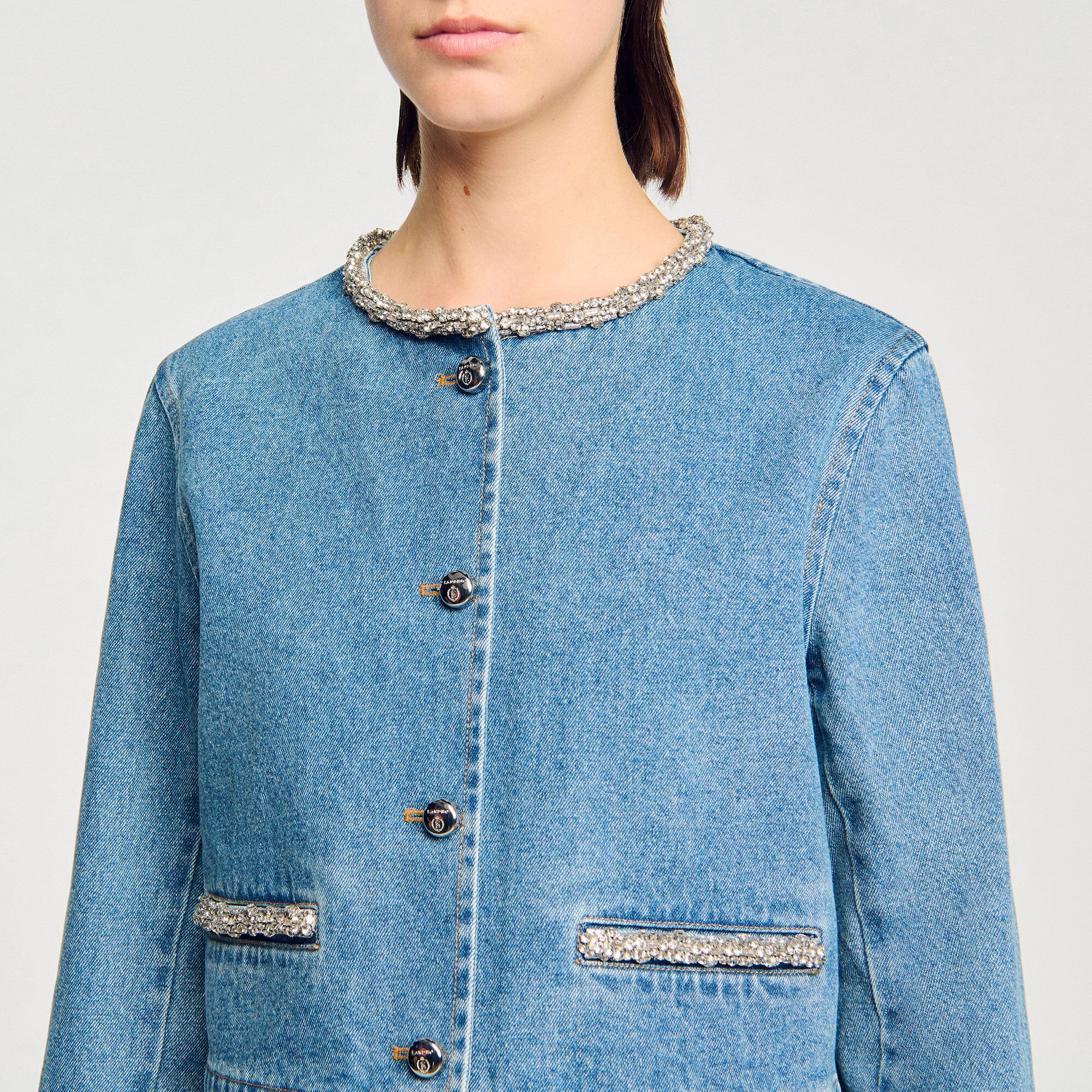 Sandro / Rhinestone denim jacket Blue Jean