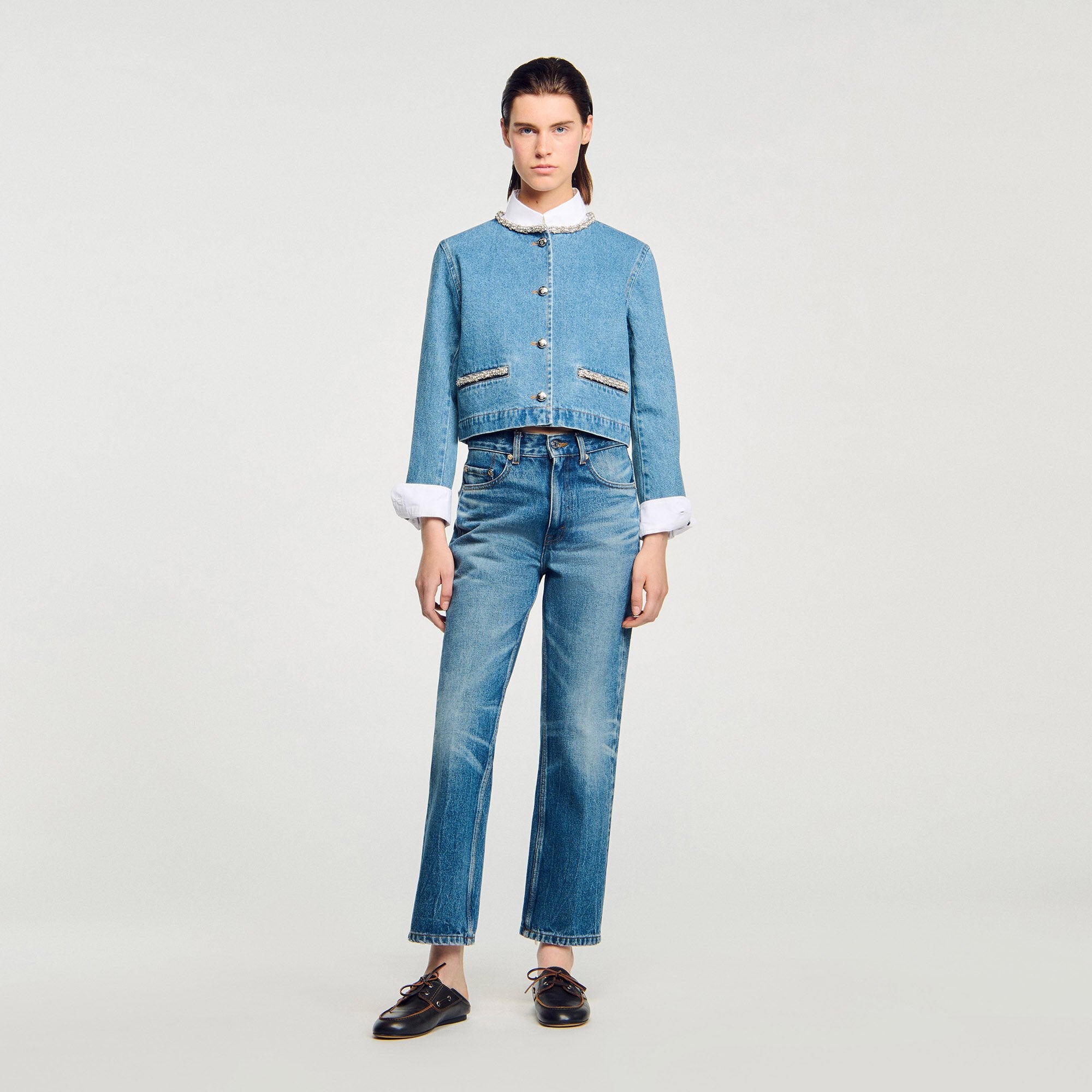 Sandro / Rhinestone denim jacket Blue Jean
