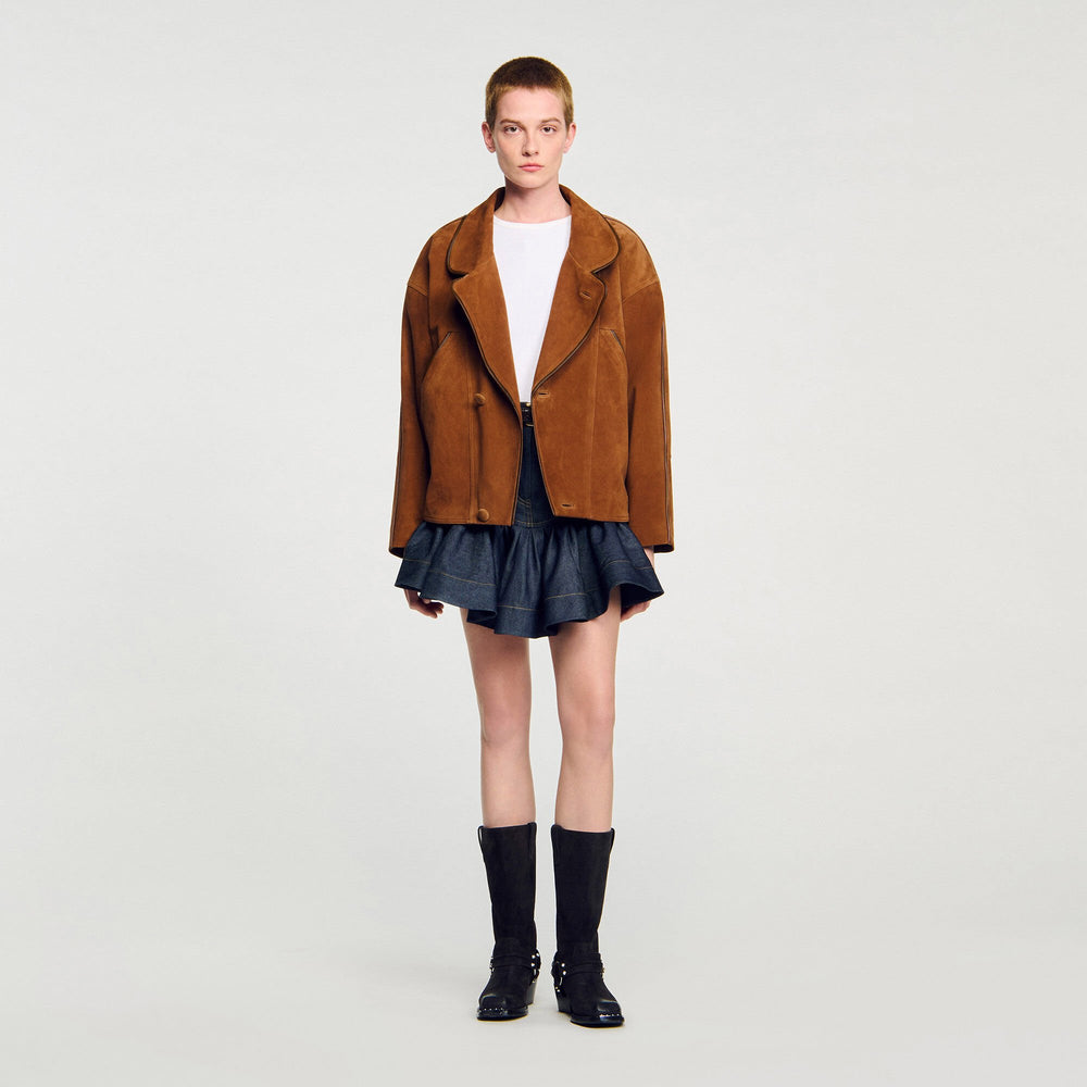 Sandro / Oversized suede jacket Brown