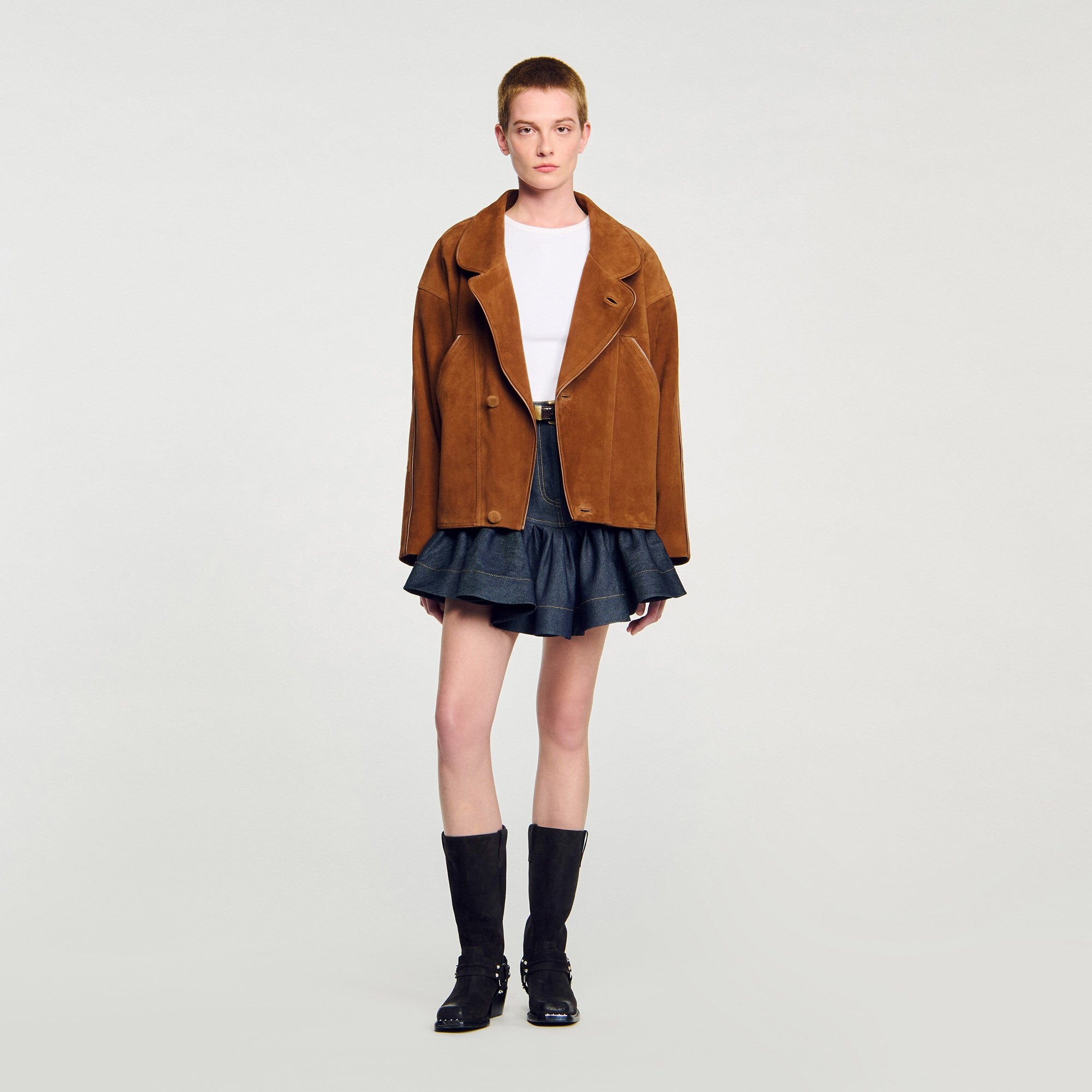 Sandro / Oversized suede jacket Brown