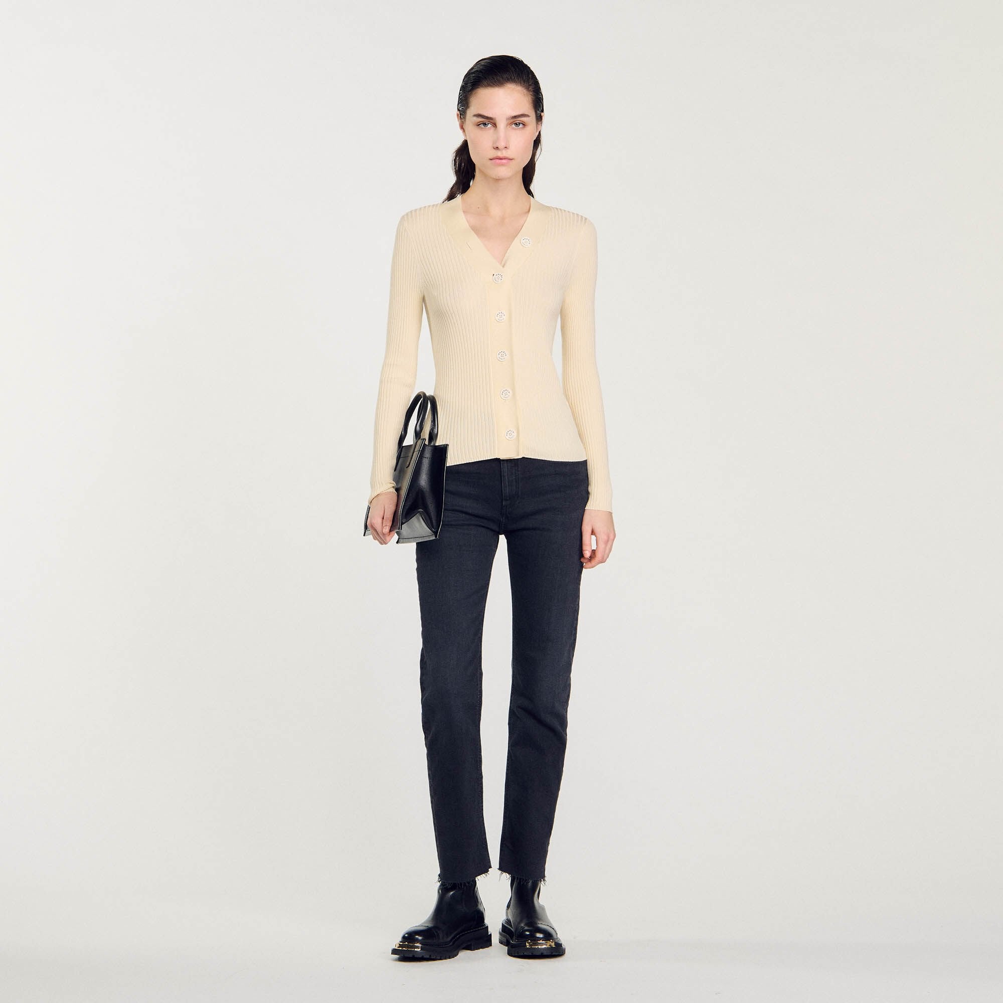 Sandro / Cardigan in certified viscose Ecru