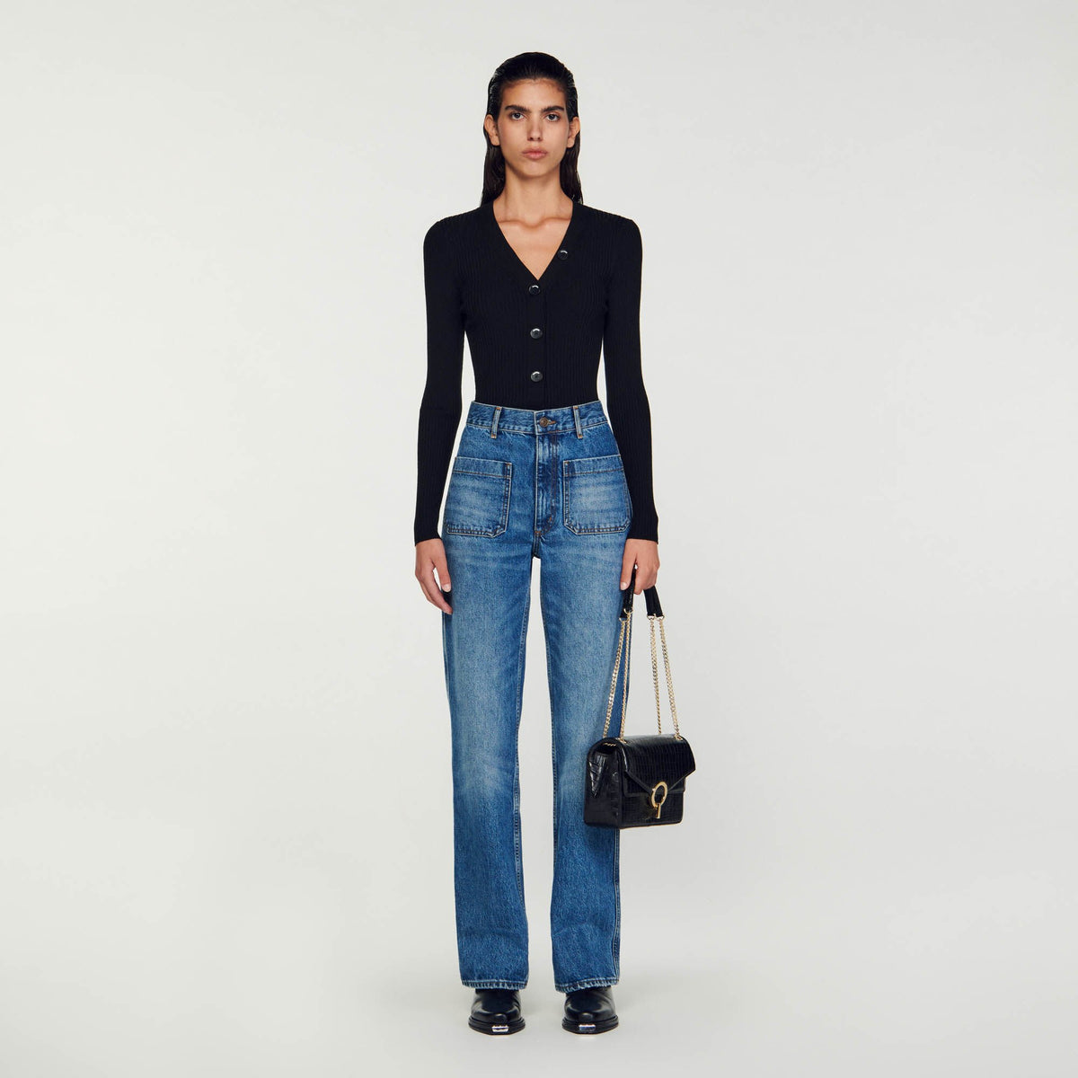 Sandro / Cardigan in certified viscose Black