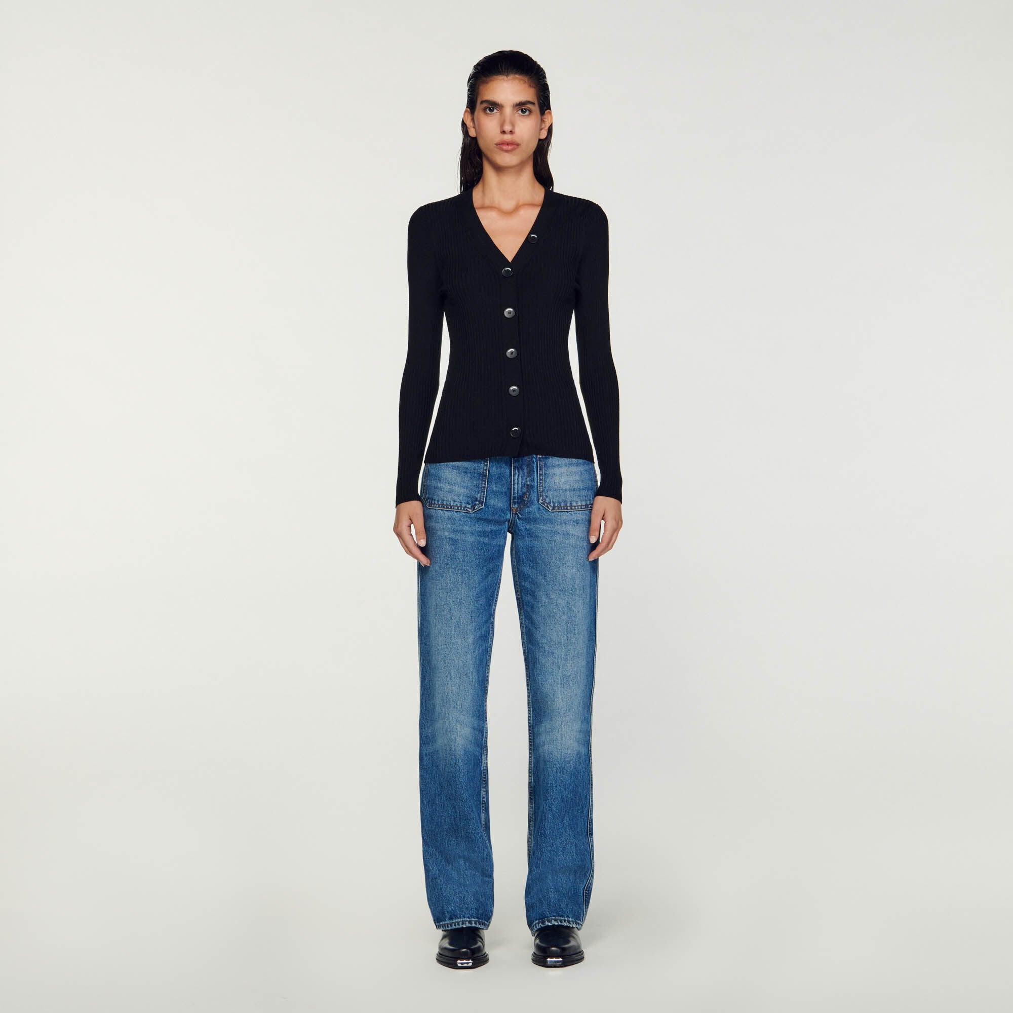 Sandro / Cardigan in certified viscose Black