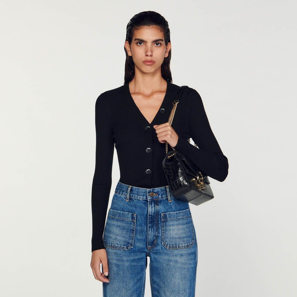 Sandro / Cardigan in certified viscose Black