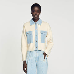 Sandro / Oversized dual-material coatigan Ecru