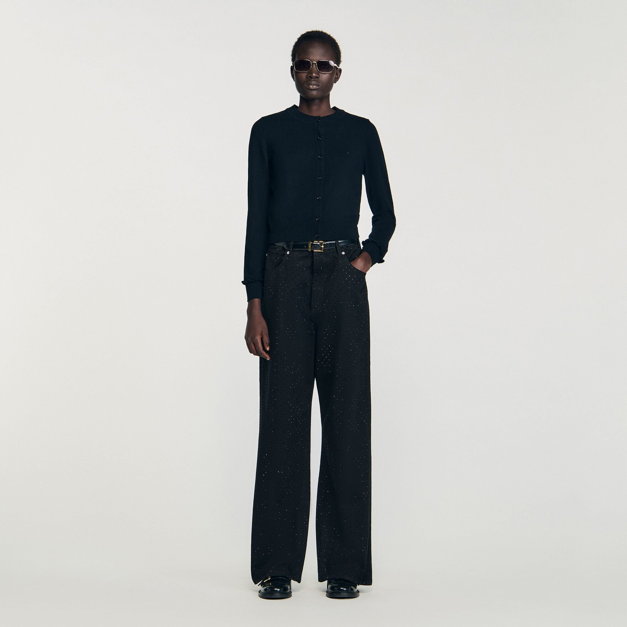 Sandro / Ruffled cardigan Black