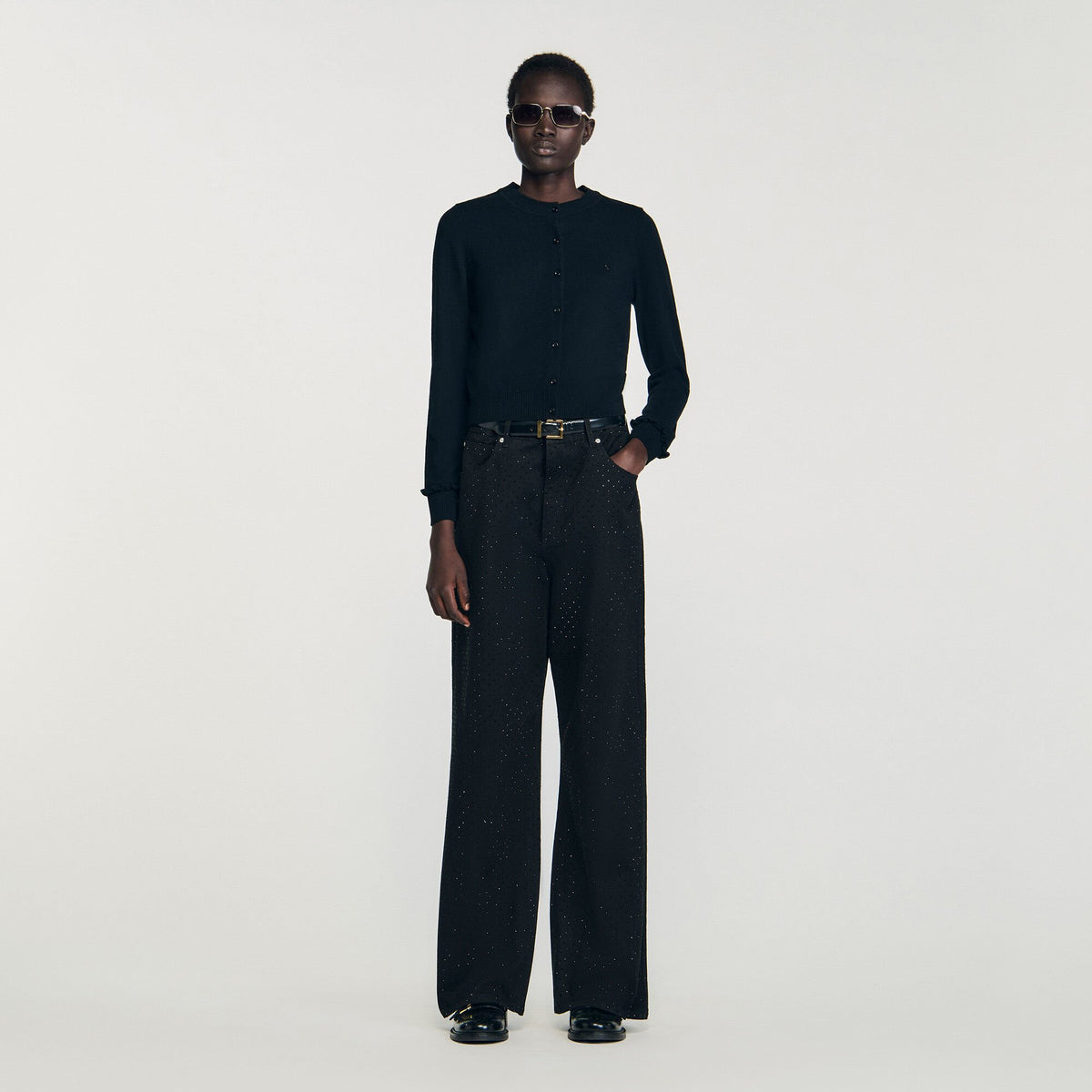 Sandro / Ruffled cardigan Black