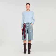 Sandro / Ruffled cardigan Sky Blue
