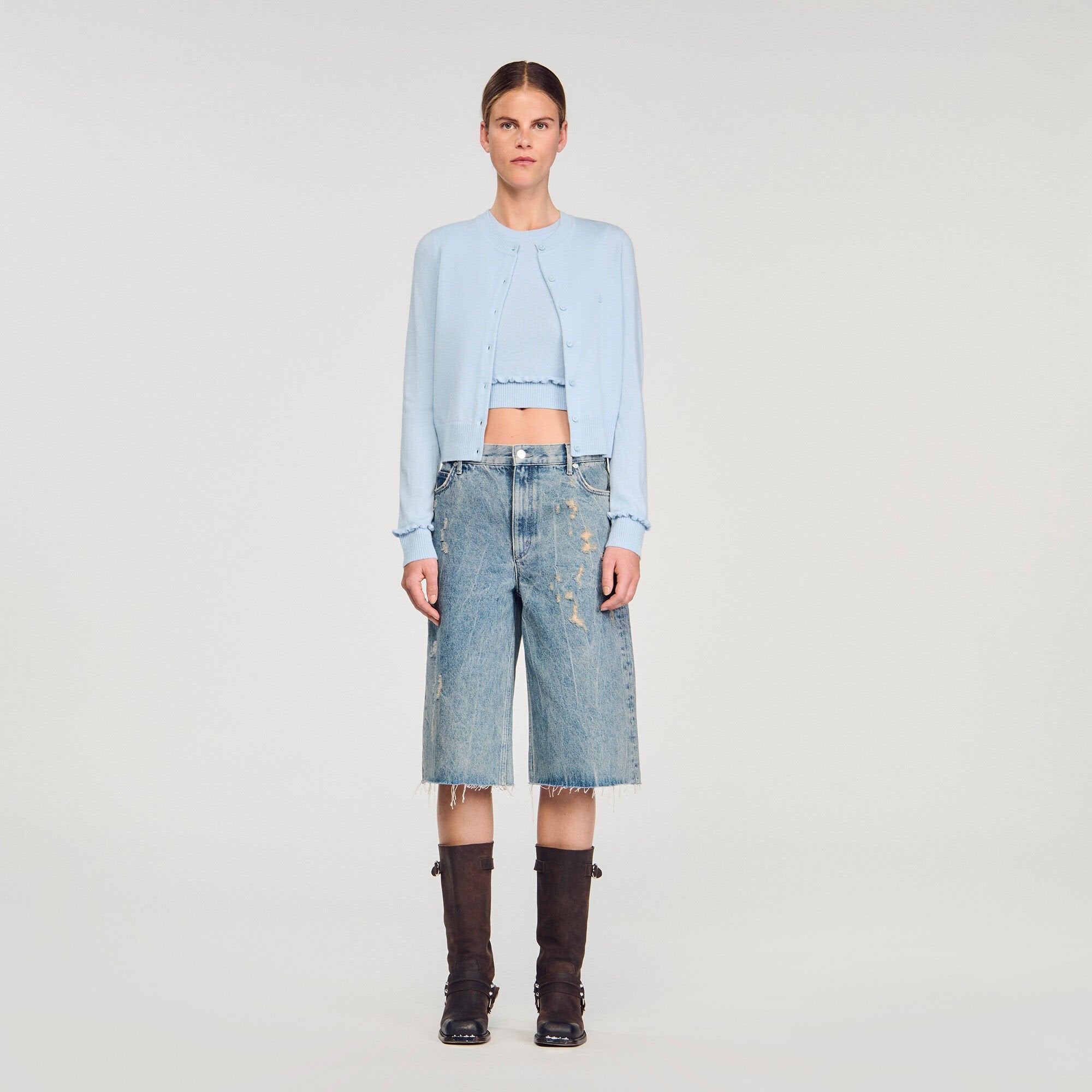 Sandro / Ruffled cardigan Sky Blue