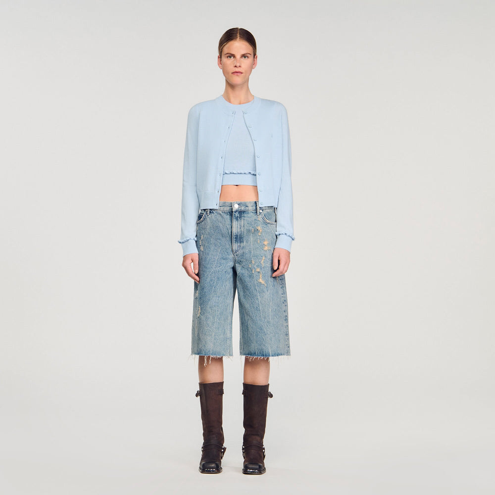 Sandro / Ruffled cardigan Sky Blue