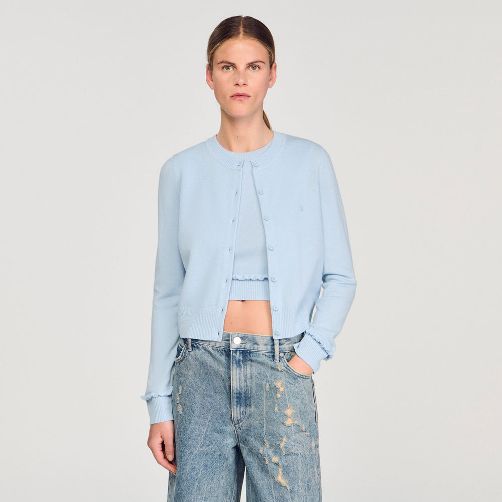 Sandro / Ruffled cardigan Sky Blue