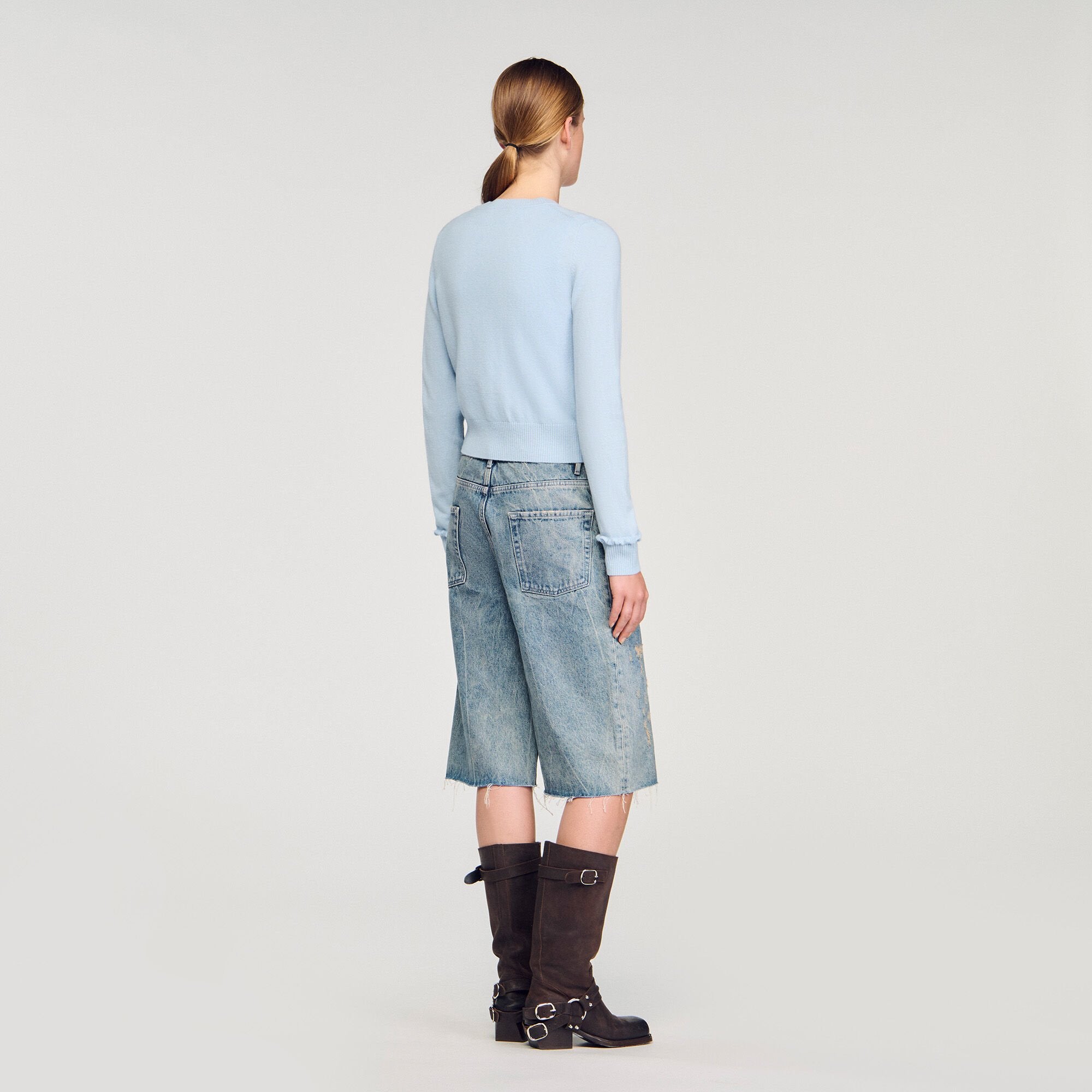 Sandro / Ruffled cardigan Sky Blue