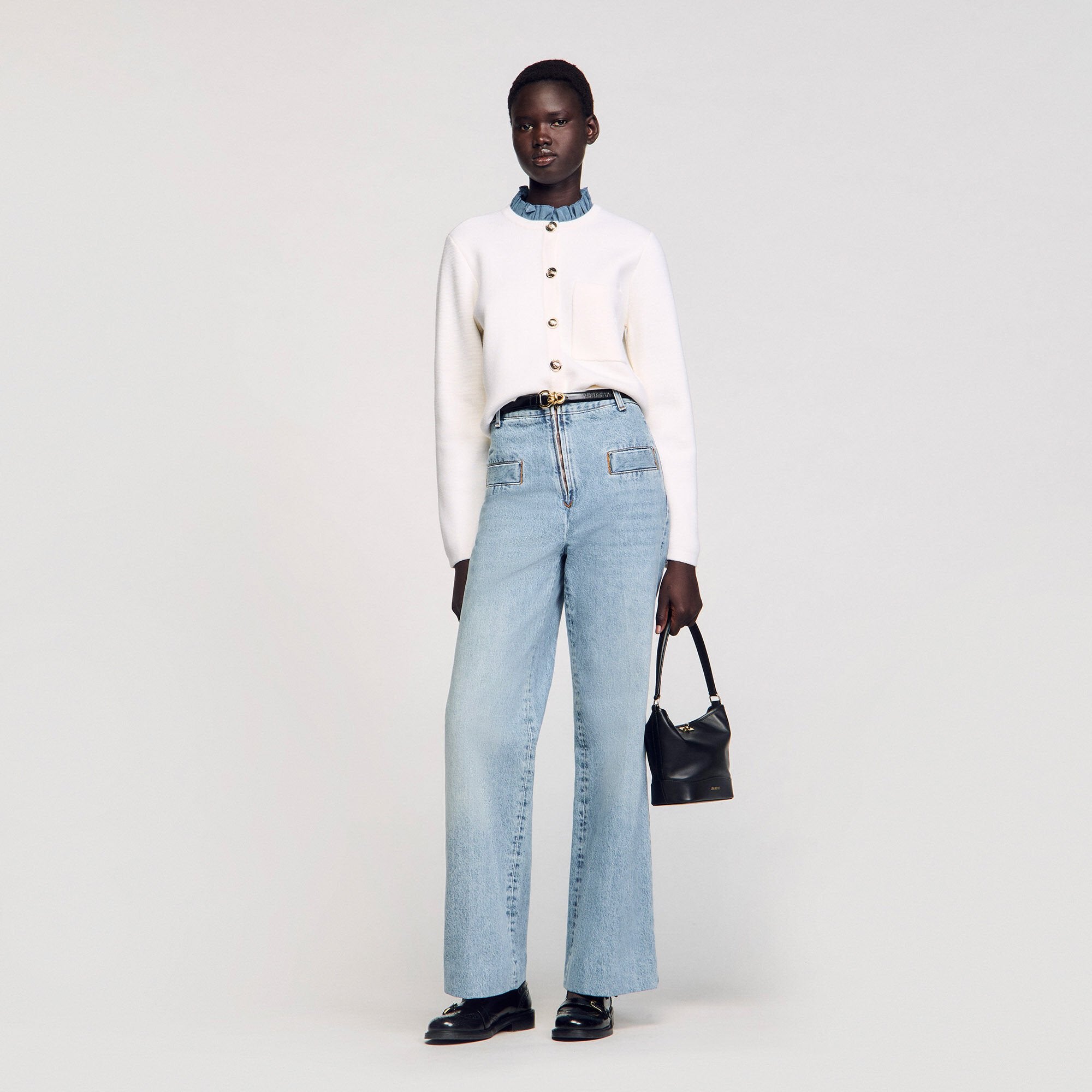 Sandro / High-neck cardigan Ecru