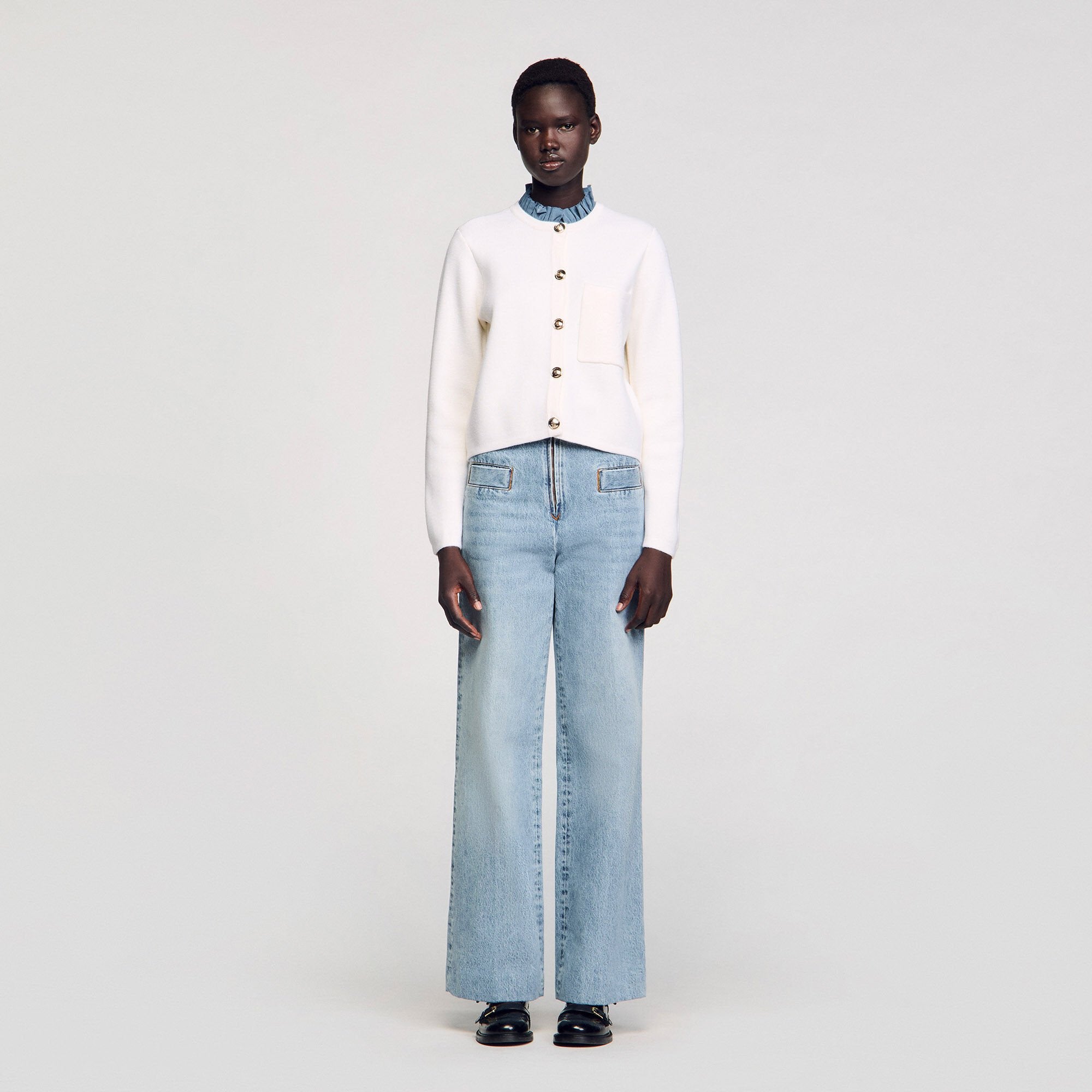 Sandro / High-neck cardigan Ecru