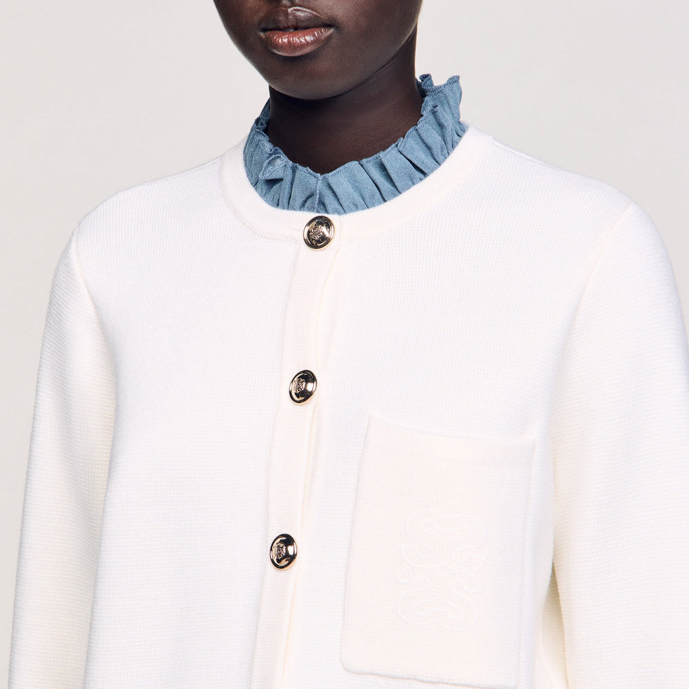 Sandro / High-neck cardigan Ecru