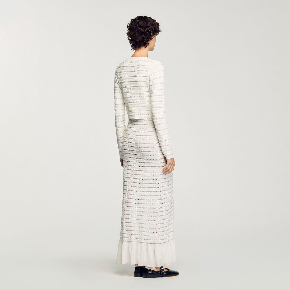 Sandro / Cropped cardigan with pearl buttons Ecru