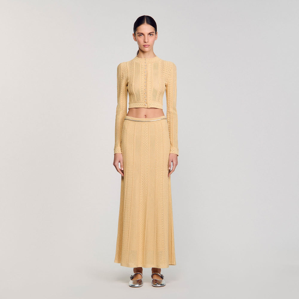 Sandro / Pointelle knit cardigan Gold
