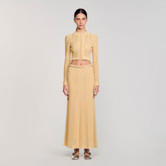 Sandro / Pointelle knit cardigan Gold