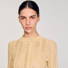 Sandro / Pointelle knit cardigan Gold