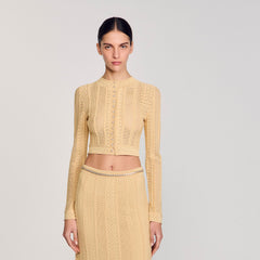 Sandro / Pointelle knit cardigan Gold