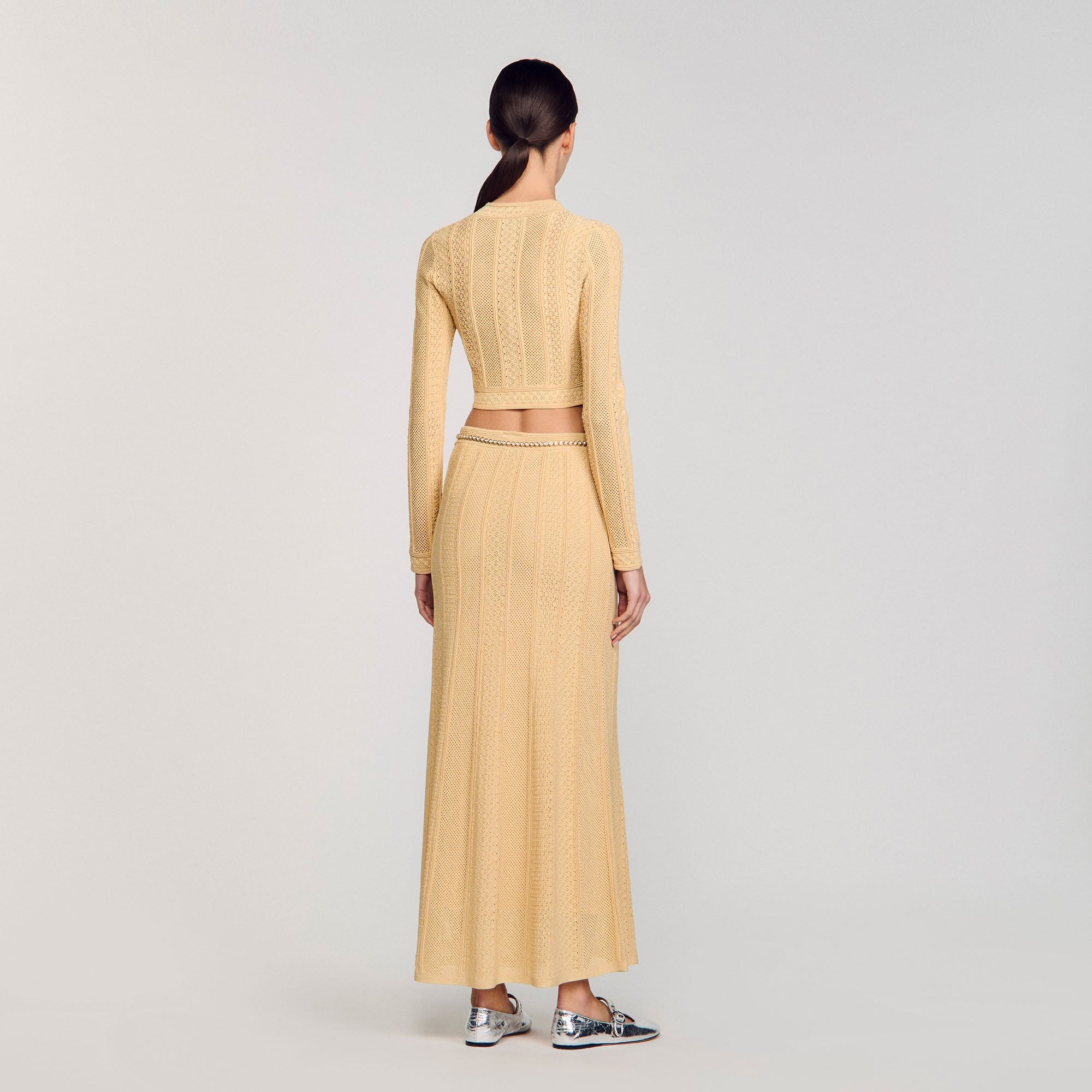 Sandro / Pointelle knit cardigan Gold