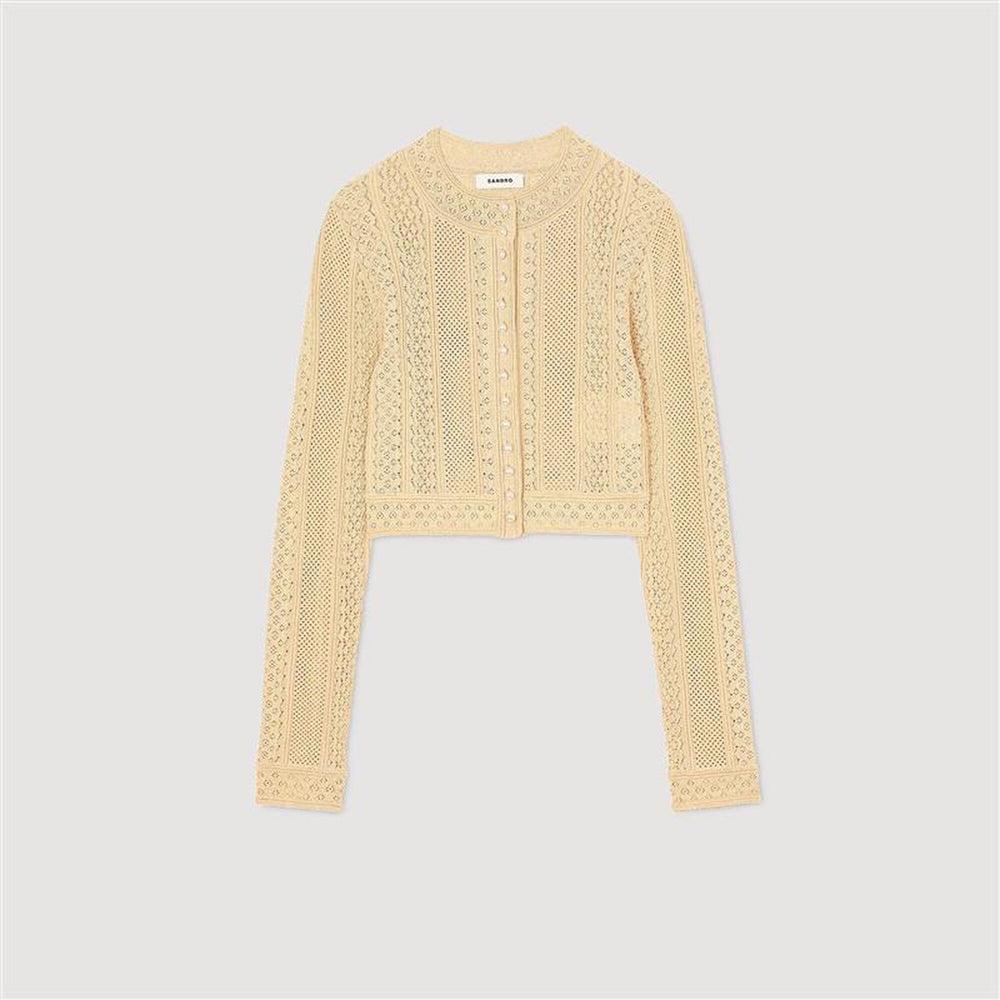 Sandro / Pointelle knit cardigan Gold